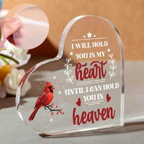 Cardinal Memorial Gifts for Loss of Loved One Sympathy Gift, Unique Red Cardinals Christmas Ornaments Bereavement Crystal Acrylic Heart Condolence Remembrance Decor in Memory of Dad Mom Husband Wife