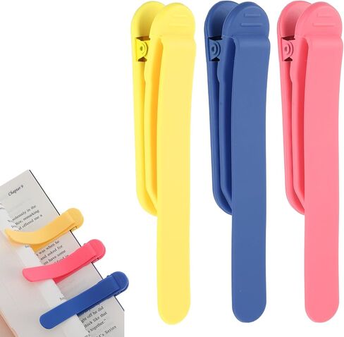 3Pcs Automatic Bookmarks, Smart Book Marks Silicone Bookmark Clip Reading Lovers Book Accessories Bookmarks for Men Women(Green+Pink+Orange) in Saudi Arabia