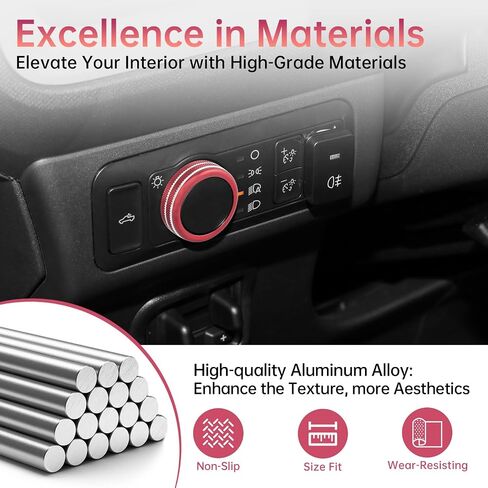 Zekrom Center Console Switch Knob Cover Trim for Ford Maverick 2022 2023 2024 Interior Accessories, AC Air Conditioner Volume Headlight Knob Ring Cover Trims (Red) in Saudi Arabia