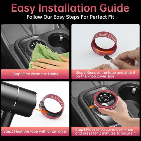 Zekrom Center Console Switch Knob Cover Trim for Ford Maverick 2022 2023 2024 Interior Accessories, AC Air Conditioner Volume Headlight Knob Ring Cover Trims (Red) in Saudi Arabia