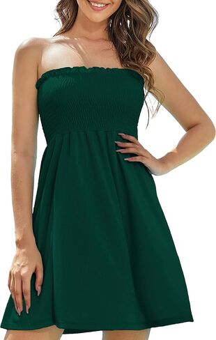 AS ROSE RICH Strapless Dress for Women - Beach Dresses for Women - Tube Top Dress in Saudi Arabia