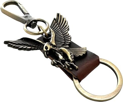 Genuine Leather Keychain, Brass-tone Clip, Split Ring & Pendant, Men & Women, Key Holder, Belt Loop Purse Backpack in Saudi Arabia