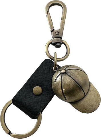Genuine Leather Keychain, Brass-tone Clip, Split Ring & Pendant, Men & Women, Key Holder, Belt Loop Purse Backpack in Saudi Arabia