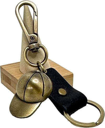 Genuine Leather Keychain, Brass-tone Clip, Split Ring & Pendant, Men & Women, Key Holder, Belt Loop Purse Backpack in Saudi Arabia