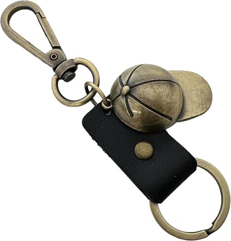 Genuine Leather Keychain, Brass-tone Clip, Split Ring & Pendant, Men & Women, Key Holder, Belt Loop Purse Backpack in Saudi Arabia