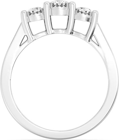 GILDED 3-Stone Lab Grown Diamond Gold Plated Sterling Silver or Sterling Silver Anniversary Ring in Saudi Arabia