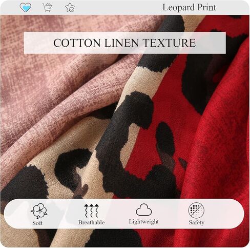 Leopard Print Scarf For Women Animal Print Cotton Linen Scarves With Tassels Long Scarf Lightweight Warm Shawl Stole in Saudi Arabia