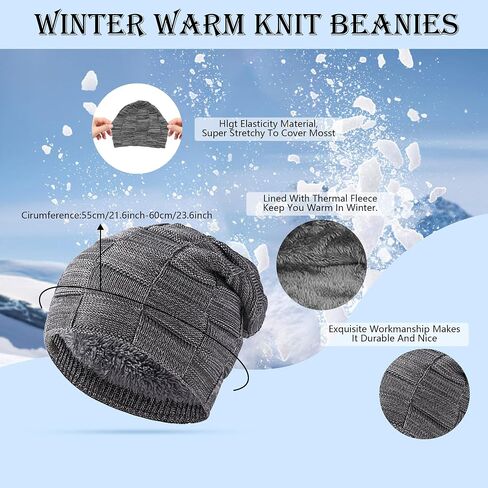 Hat Scarf Gloves Set Men Women 3 in1 Winter Warm Set Elastic Knitted Beanie Hat Neck Scarf and Touch Screen Gloves in Saudi Arabia