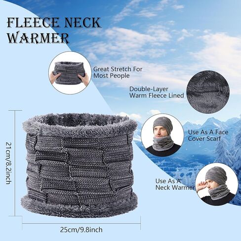 Hat Scarf Gloves Set Men Women 3 in1 Winter Warm Set Elastic Knitted Beanie Hat Neck Scarf and Touch Screen Gloves in Saudi Arabia