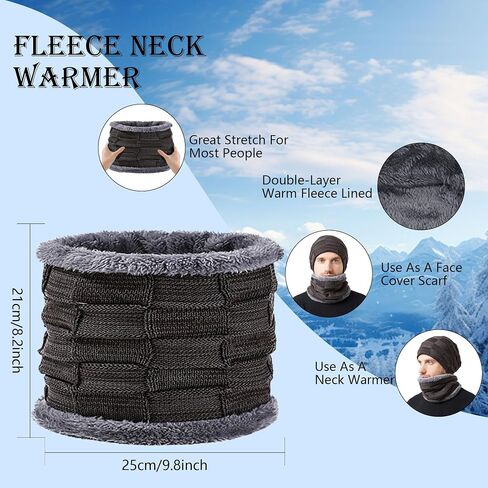 Hat Scarf Gloves Set Men Women 3 in1 Winter Warm Set Elastic Knitted Beanie Hat Neck Scarf and Touch Screen Gloves in Saudi Arabia