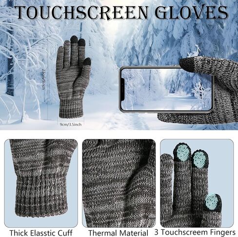 Hat Scarf Gloves Set Men Women 3 in1 Winter Warm Set Elastic Knitted Beanie Hat Neck Scarf and Touch Screen Gloves in Saudi Arabia