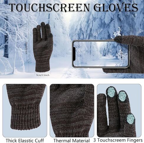 Hat Scarf Gloves Set Men Women 3 in1 Winter Warm Set Elastic Knitted Beanie Hat Neck Scarf and Touch Screen Gloves in Saudi Arabia