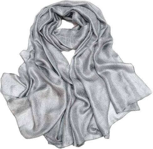 Bettli Womens Extra Large Scarf Shawl Wraps Pashminas Solid Soft Silky for Bridal Evening Wedding Party (silver grey) in Kuwait