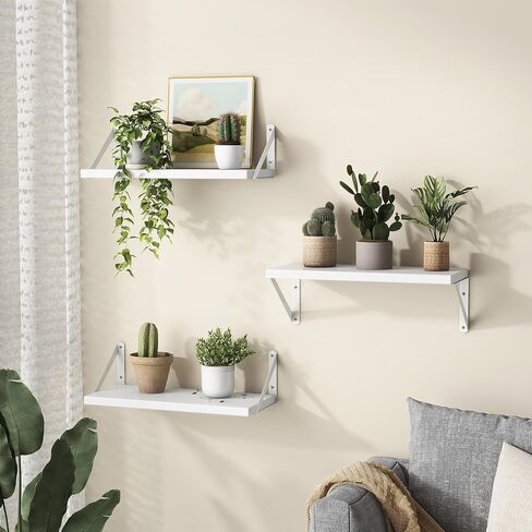 Fun Memories White Floating Shelves for Wall 16.5 Inch Long - Wall Storage with Metal Bracket - Small Wall Mounted Organizer - Wooden Nursery Book Shelves - Modern Hanging Shelves for Bedroom in Kuwait