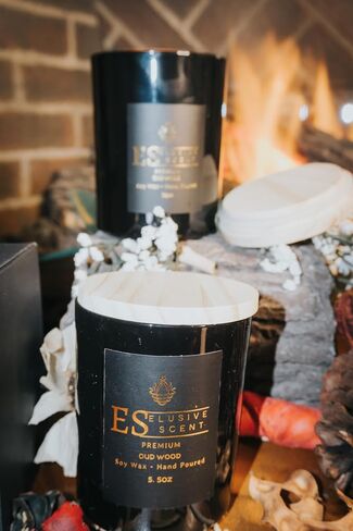 Oud Wood | 10oz | Premium Candle | Scented Candle | Aromatherapy | Essential Fragrance Oils | 100% Soy Wax | Home Décor | Home Fragrance | Housewarming gift | Odor Eliminating | Elusive Scent in Saudi Arabia