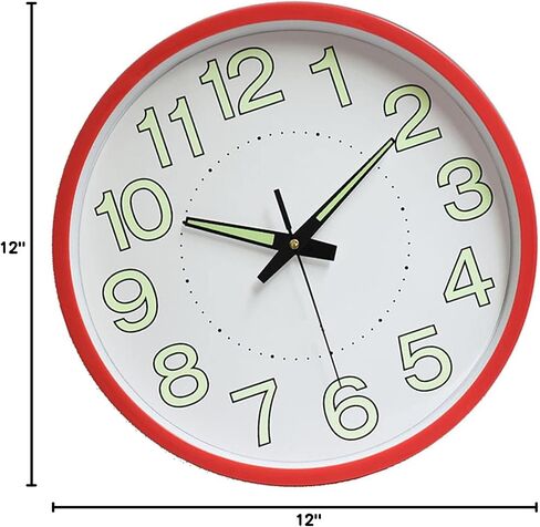 12 Inch Wall Clock, Glow in The Dark Wall Clock Silent Non Ticking Wooden Wall Clocks, Luminous Decorative Wall Clock Minimalist Round Quartz Clock for Bedroom Living Room Decoration(Silver) in Saudi Arabia
