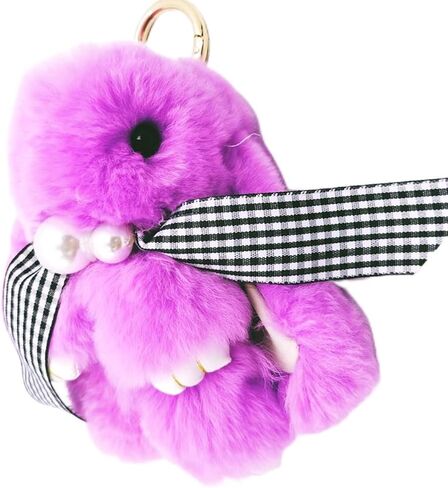 jtkdxqs Soft Bunny Keychain Artificial Rabbit Fur Plush Fluffy Pom pom Keychain With Pearl Bow Tie for Women in Kuwait
