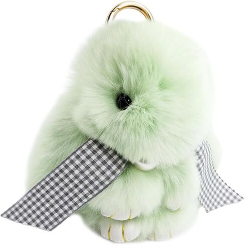 jtkdxqs Soft Bunny Keychain Artificial Rabbit Fur Plush Fluffy Pom pom Keychain With Pearl Bow Tie for Women in Kuwait