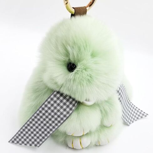 jtkdxqs Soft Bunny Keychain Artificial Rabbit Fur Plush Fluffy Pom pom Keychain With Pearl Bow Tie for Women in Kuwait