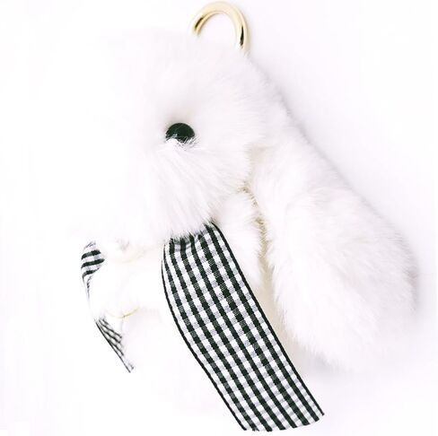 jtkdxqs Soft Bunny Keychain Artificial Rabbit Fur Plush Fluffy Pom pom Keychain With Pearl Bow Tie for Women in Kuwait