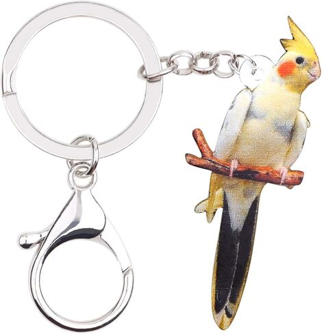 WEVENI Acrylic Cockatiel Parrot Keychain White Bird Keyring Cute Jewelry Charms For Women Girls in Kuwait