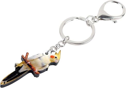 WEVENI Acrylic Cockatiel Parrot Keychain White Bird Keyring Cute Jewelry Charms For Women Girls in Kuwait