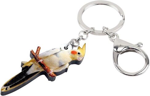 WEVENI Acrylic Cockatiel Parrot Keychain White Bird Keyring Cute Jewelry Charms For Women Girls in Kuwait