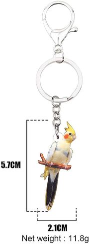 WEVENI Acrylic Cockatiel Parrot Keychain White Bird Keyring Cute Jewelry Charms For Women Girls in Kuwait