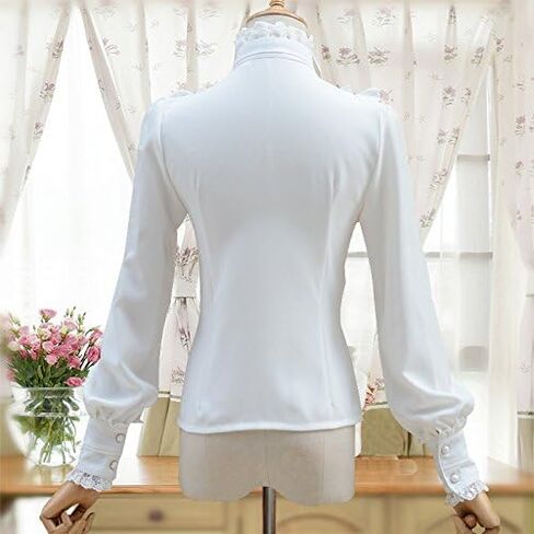 Chiffon Ruffle Lace Bow Tie Vintage Gothic Lolita Casual Shirt Blouse in Kuwait