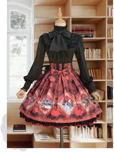 Chiffon Ruffle Lace Bow Tie Vintage Gothic Lolita Casual Shirt Blouse in Kuwait