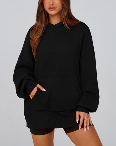 Dowerme المرأة البلوزات المتضخم 2024 فانوس كم طويل قطرة الكتف مكتنزة متماسكة قناع السترة سترة مع جيب in Kuwait