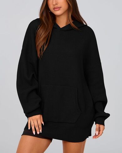 Dowerme المرأة البلوزات المتضخم 2024 فانوس كم طويل قطرة الكتف مكتنزة متماسكة قناع السترة سترة مع جيب in Kuwait