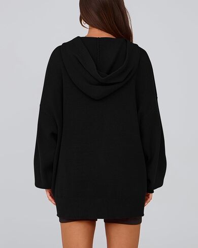 Dowerme المرأة البلوزات المتضخم 2024 فانوس كم طويل قطرة الكتف مكتنزة متماسكة قناع السترة سترة مع جيب in Kuwait