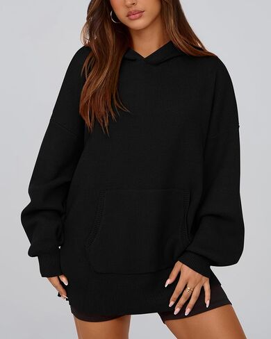 Dowerme المرأة البلوزات المتضخم 2024 فانوس كم طويل قطرة الكتف مكتنزة متماسكة قناع السترة سترة مع جيب in Kuwait