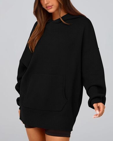 Dowerme المرأة البلوزات المتضخم 2024 فانوس كم طويل قطرة الكتف مكتنزة متماسكة قناع السترة سترة مع جيب in Kuwait