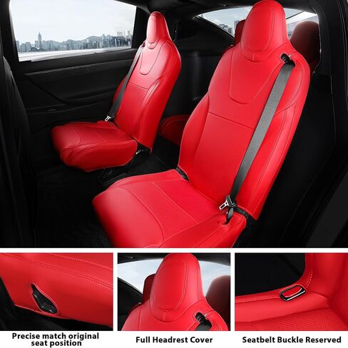 FREESOO Customized Seat Covers for Tesla Model X 6 Seats 2016 2017 2018 2019 Faux Leather Seat Covers Full Set Accessories, 3 Row - Black in Kuwait