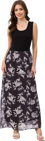 Moss Rose Women's Summer Dress Sleeveless Maxi Dresses Empire Waist Floral Print Casual Long Dress in Saudi Arabia