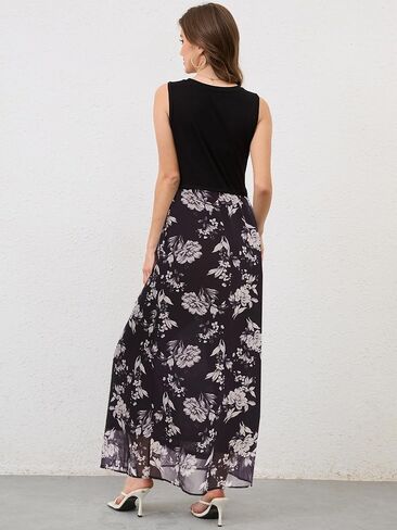 Moss Rose Women's Summer Dress Sleeveless Maxi Dresses Empire Waist Floral Print Casual Long Dress in Saudi Arabia