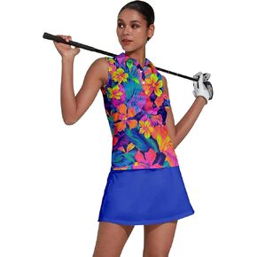 Women's Sleeveless Golf Shirt UPF 50+ Quick Dry Button Up Workout Tennis Tops