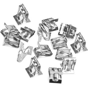 15 PCS Dashboard Trim Clip, A-Pillar U-Shaped Liftgate Trim Panel Fastening Buckle, Metal Rust-Proof Decorative Fixing Clips Replacement, Universal for Most Cars Repair Accessories (Silver)