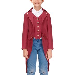 معطف خلفي للأولاد من BesserBay للهالوين Steampunk Mad Hatter Vampire عصر النهضة جاكيت فيكتوري عتيق من القرون الوسطى أحمر 4 سنوات in Kuwait