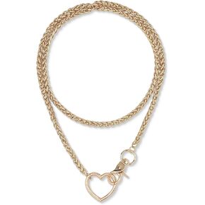Gold Layered Slip Chain Necklace For Women, Loop Choker Jewelry With Heart O-ring Adjustable Lariat Y-Necklace 34 inches