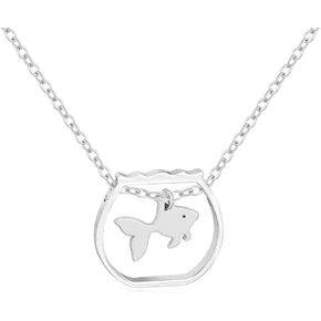 2-Color Goldfish in a Bowl Necklace Novelty Necklaces