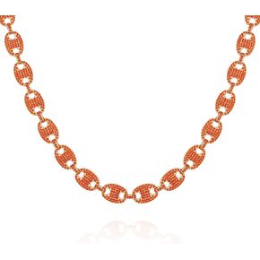GUESS Goldtone Orange Pave Glass Stone Statement Necklace for Women