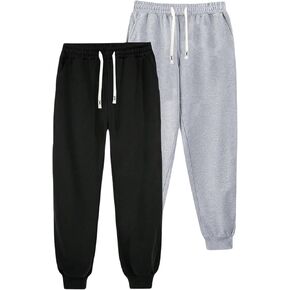 WDIRARA Men's 2 Pack Drawstring Waist Sweatpants Joggers Athletic Workout Pants with Pockets