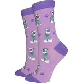 Women's Premium Comfort Animal Socks (Schnauzer Socks Purple)
