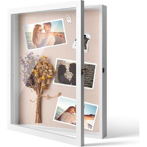 Shadow Box Frame, 16x20 Extra Large Shadow Box Display Case,Deep Shadowbox with Door and Metal Lock for Keepsake Photos Tickets Flowers Bouquet Memorial Items Collages, for Home, Black
