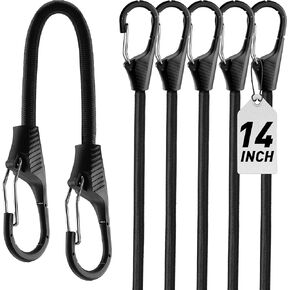HORUSDY 5-Piece Premium Bungee Cords with Hooks, 14" Bungee Cords, Bungee Cords Assortment