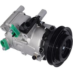 AC Compressor and A/C Clutch, A/C Ports 4 Grooves Replacement for Hyundai Accent 1.6L 2006 2007 2008 2009 CO 10925C 10361991 1010925 60-02433NA