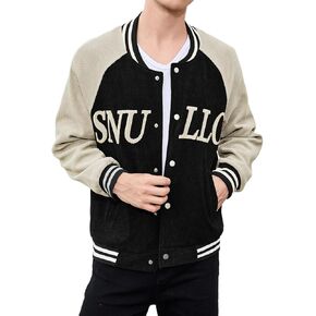 Men's Varsity Jacket Casual Baseball Bomber Jackets Buckle Style Relax Fit
